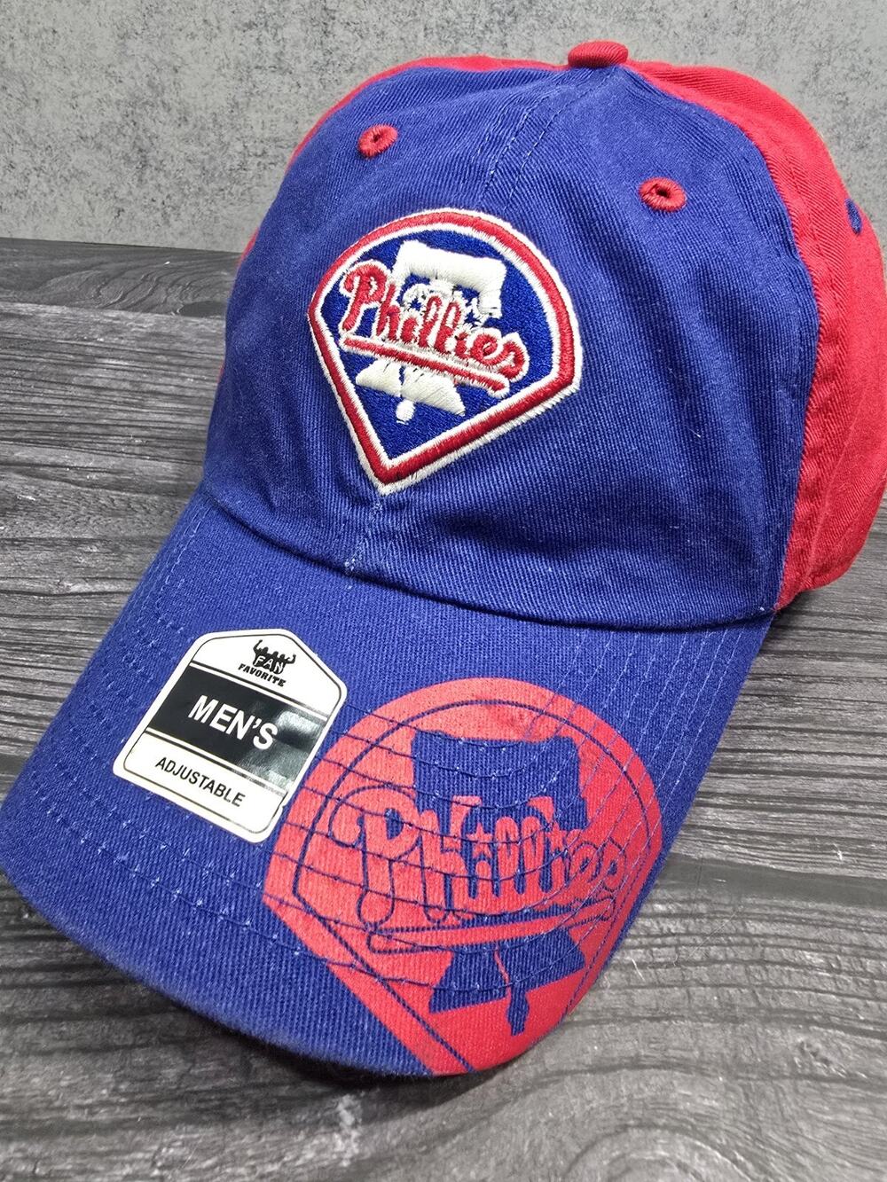 Fan Favorite Philadelphia Phillies Adjustable Strapback Hat Blue Red MLB EUC